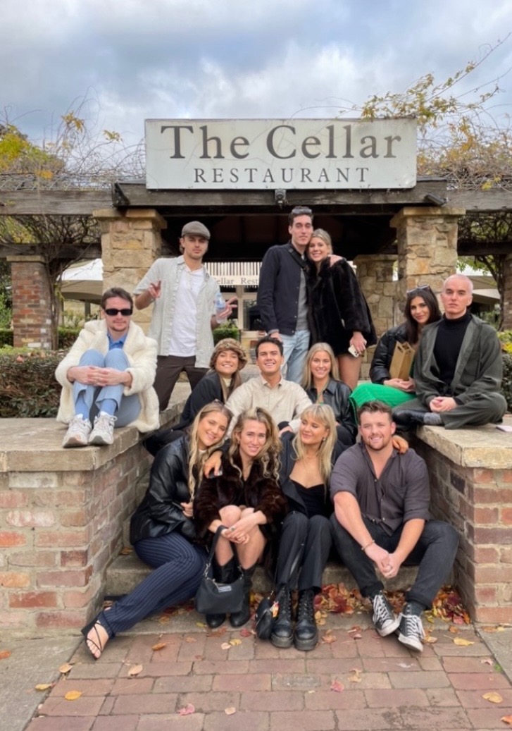 Wine tour group outside The Cellar Restaurant